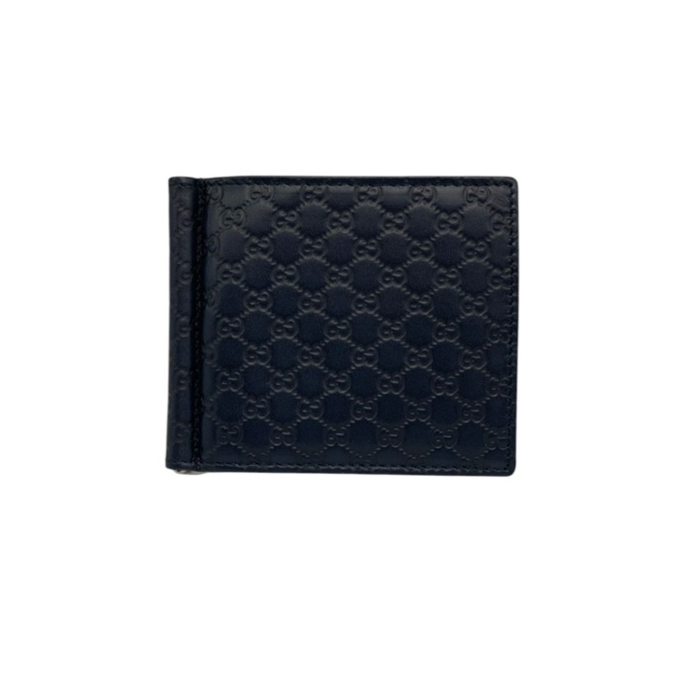 GUCCI Microguccissima Money Clip Bi-fold Wallet 170580 Dark Navy D4